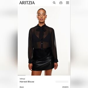 Beautiful Wilfred Sheer Black Harvest Blouse. Size Medium